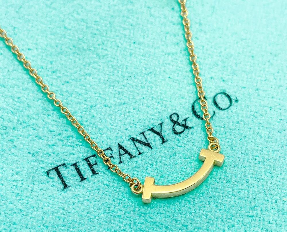 Tiffany & Co. Mini T Smile Pendant Necklace 18k Rose Gold 16–18"